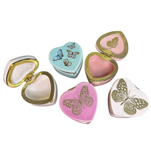 Trinket Box - Set of 5 Heart-Shaped Butterfly - Picture 3 of 12